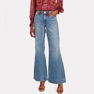 Re/Done 70s Low-Rise Flared Jeans Denim Lake Blue